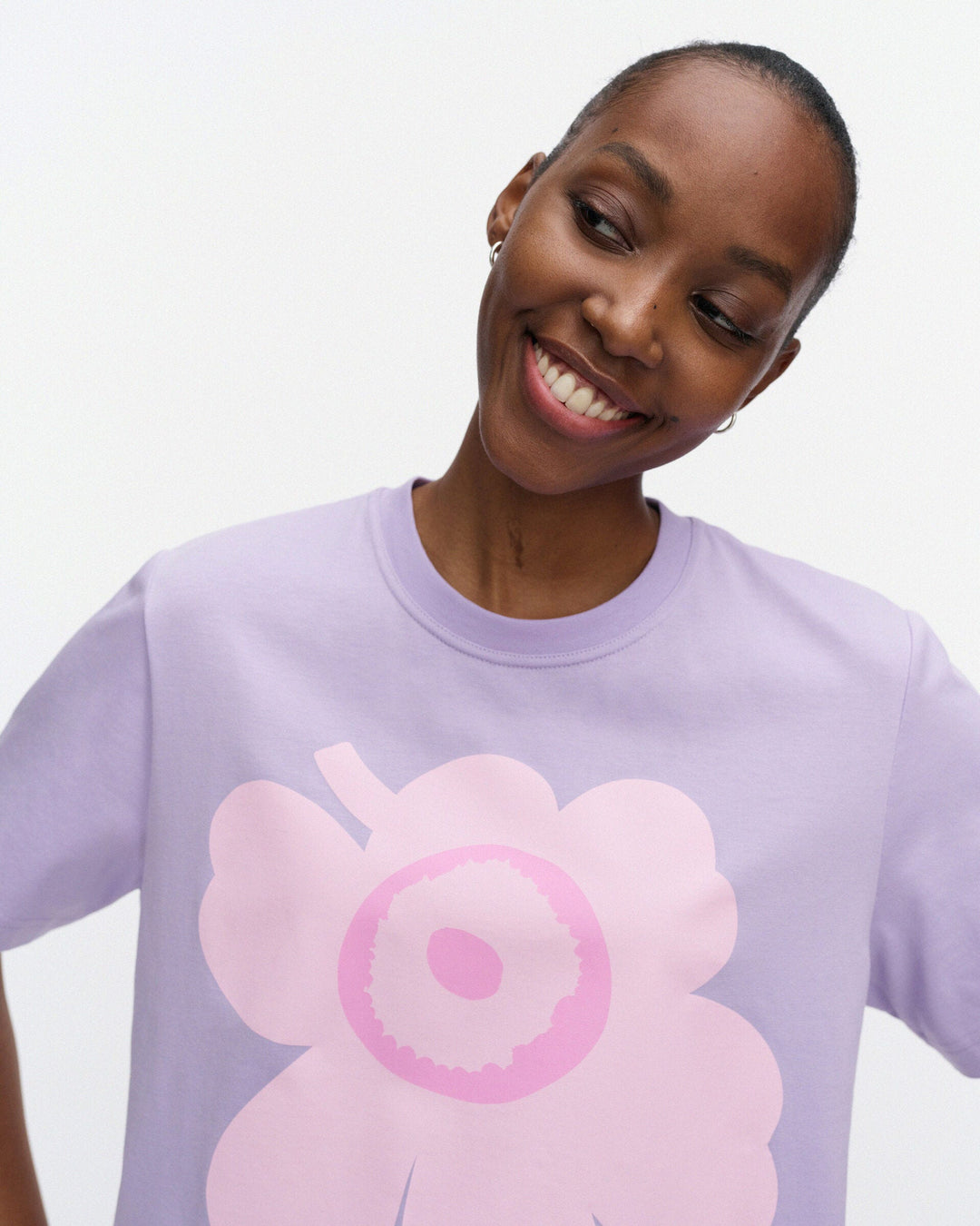 kioski else unikko placement t-shirt - lilac/pink