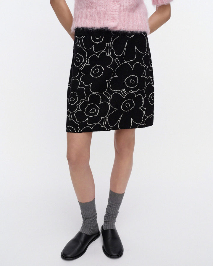 Vapaus Piirto Unikko Knitted Skirt - Black