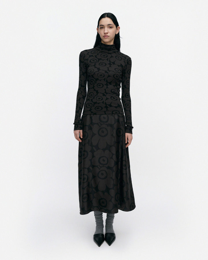 Koostumus Unikko Silk skirt - Black