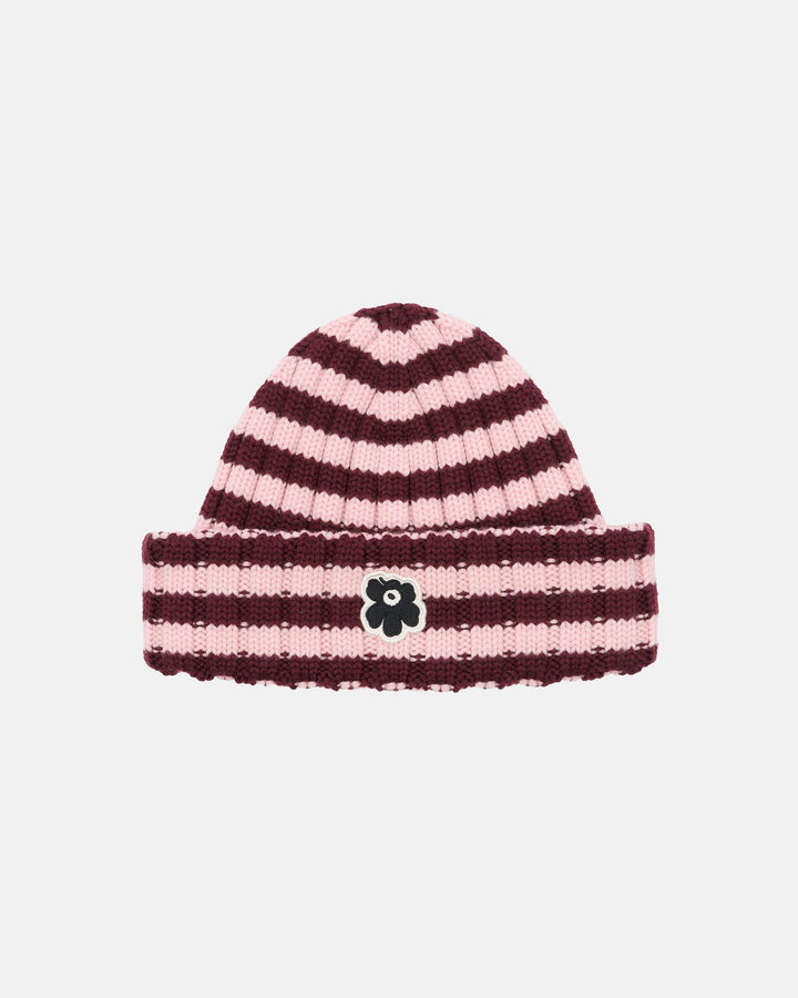 Kioski Improvisaatio Tasaraita beanie - pink
