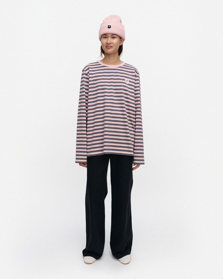 Kioski Tasaraita Unikko Jersey Long Sleeve Shirt Unisex - Pink