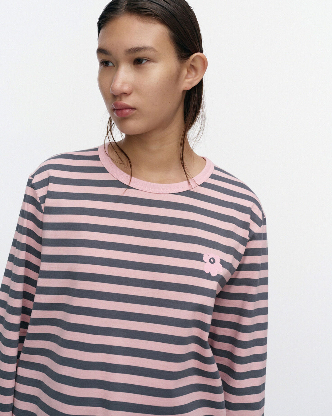 Kioski Tasaraita Unikko Jersey Long Sleeve Shirt Unisex - Pink