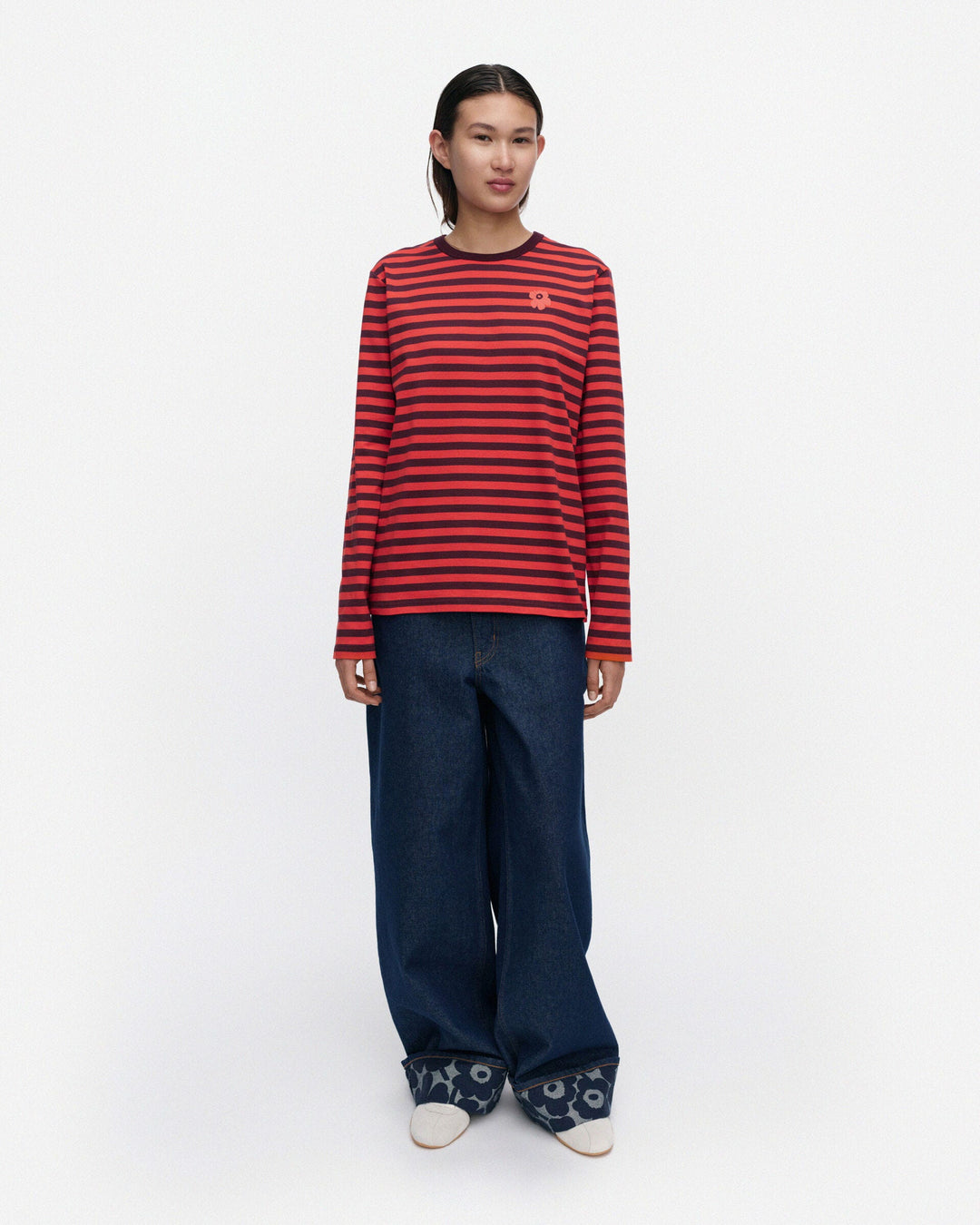 Kioski Tasaraita Unikko Jersey Long Sleeve Shirt - Red