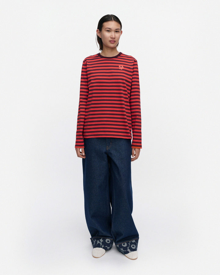 Kioski Tasaraita Unikko Jersey Long Sleeve Shirt - Red