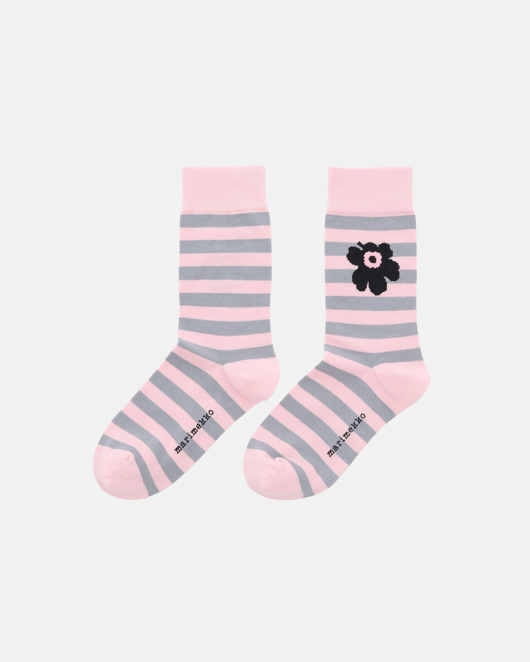 Kasvaa Tasaraita Unikko One Socks - Grey/Pink