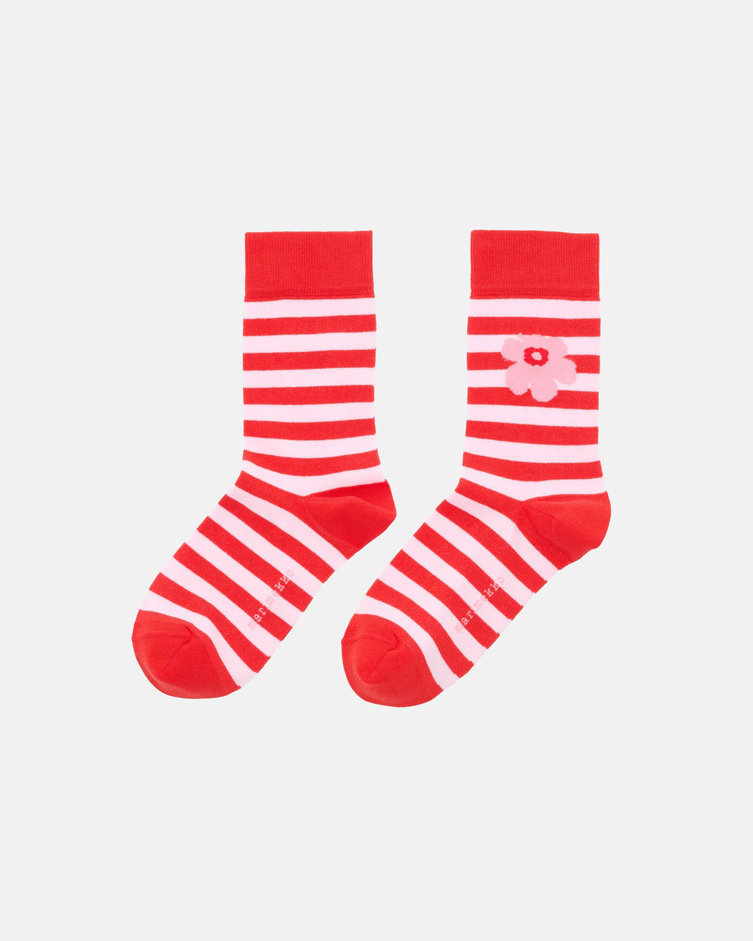 Kasvaa Tasaraita Unikko One Socks - Red/Pink