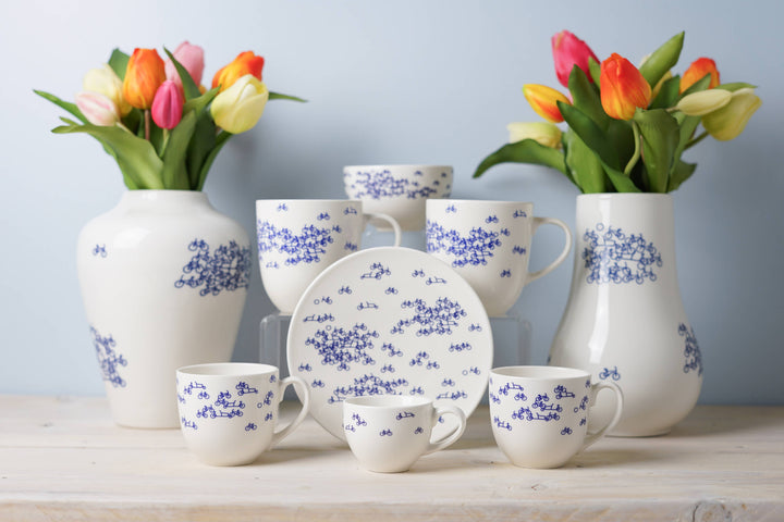 Delft Blue Bicycle Dessert Plate Set - 2 pcs