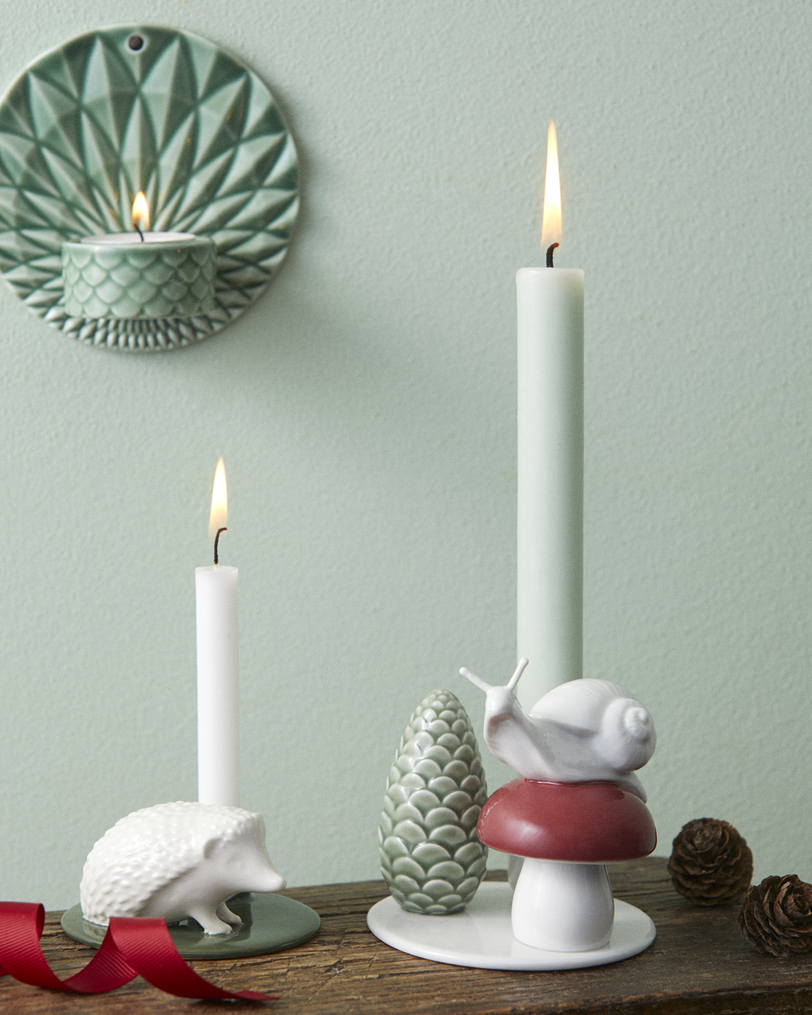 Winter Stories Snail & Mushroom Candlestick Holder