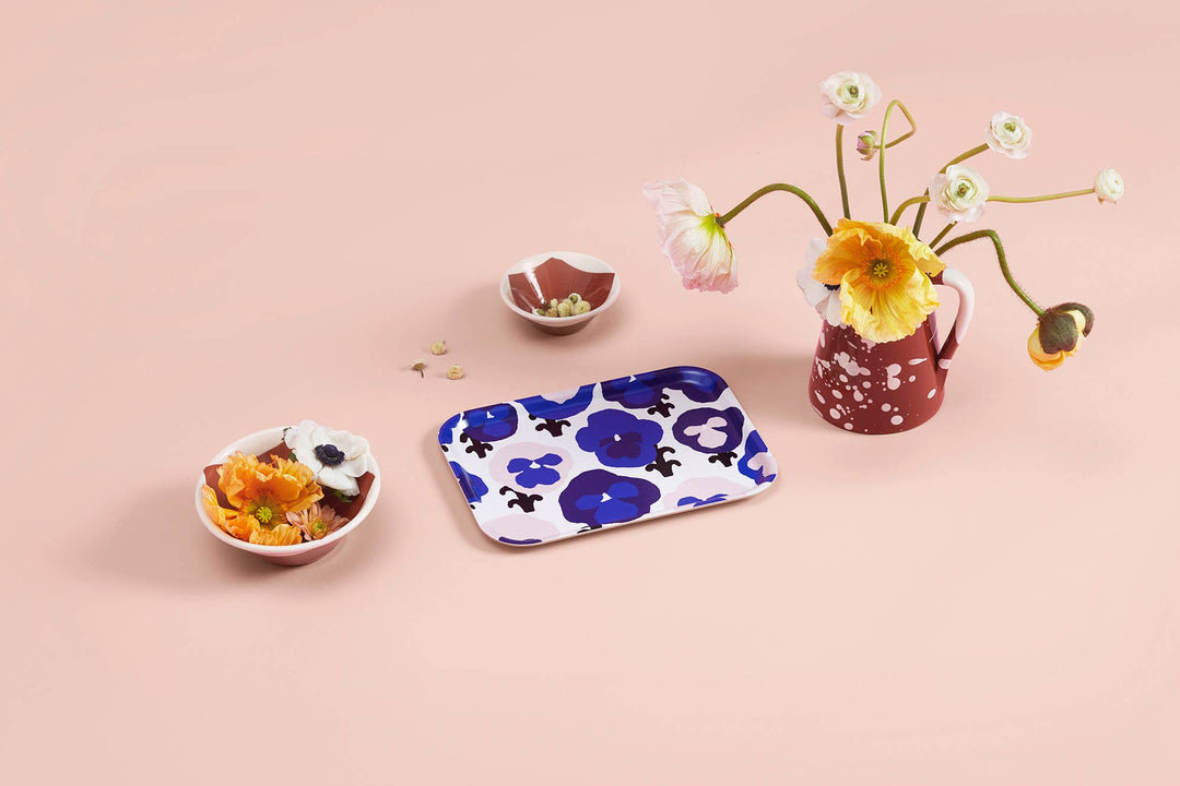 Orvokki Blue Veneer Serving Tray