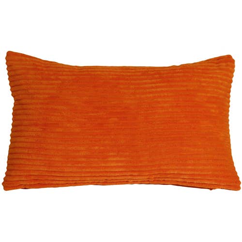 Wide Wale Corduroy Dark Orange Throw Pillow 12" x 20"