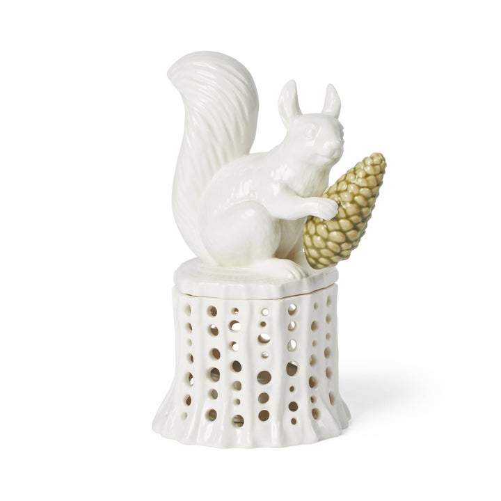 Winter Stories Squirrel on Tree Stump Tealight Candle Holder