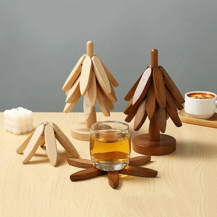 Wooden Tree Coaster Set - Oak