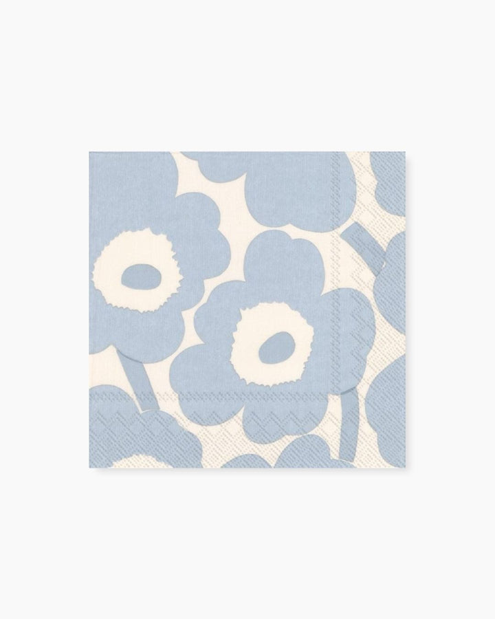 unikko cocktail paper napkins - cream light blue