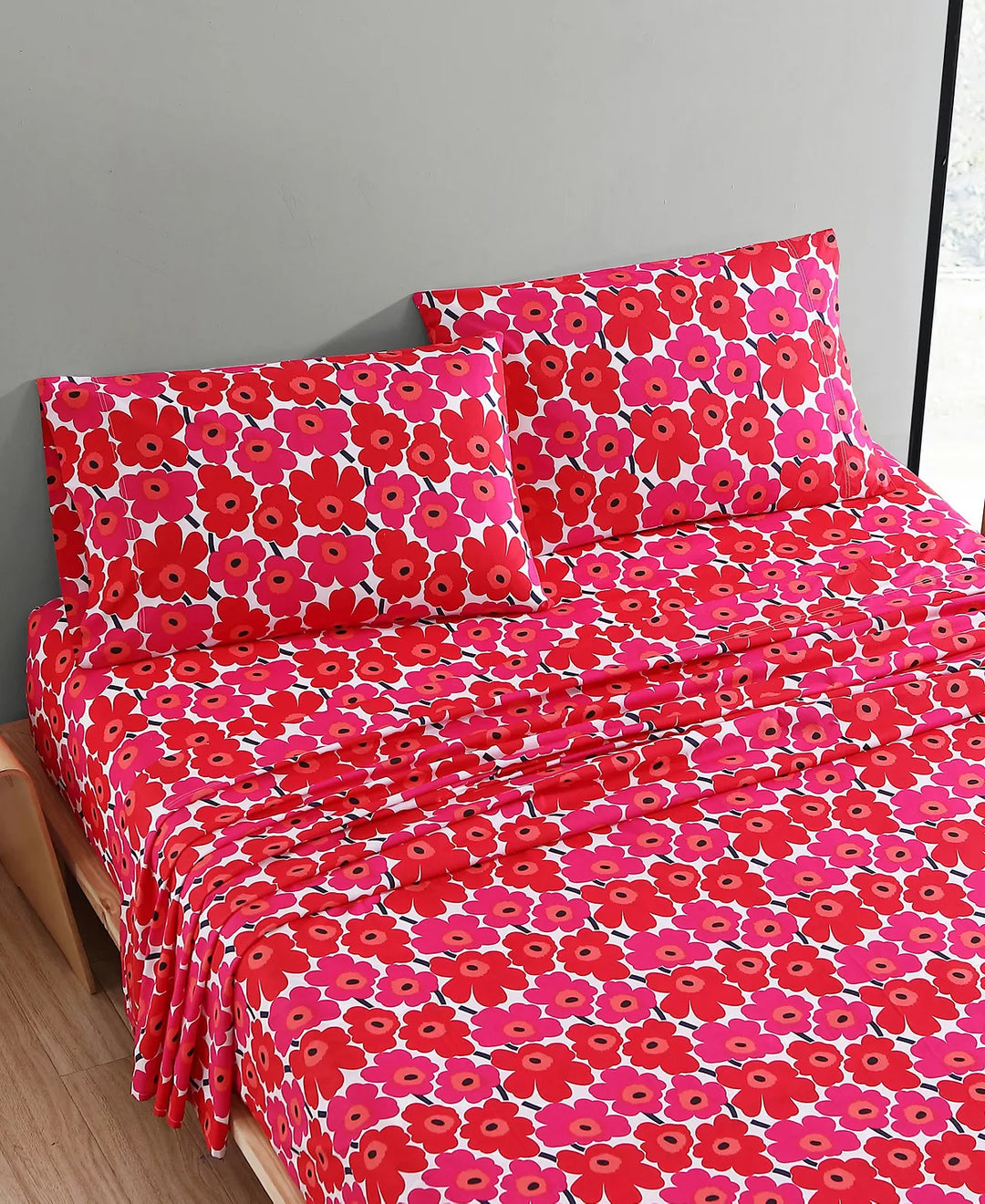 mini unikko red sheet set king