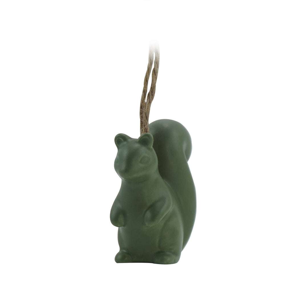 Ceramic Squirrel Ornament - Green