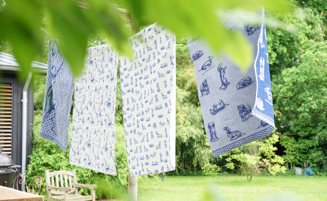Delft Blue Dachshund Nhan Tea Towel