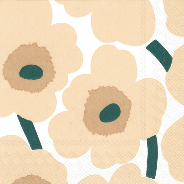 Unikko Cocktail Paper Napkins - Beige / Green