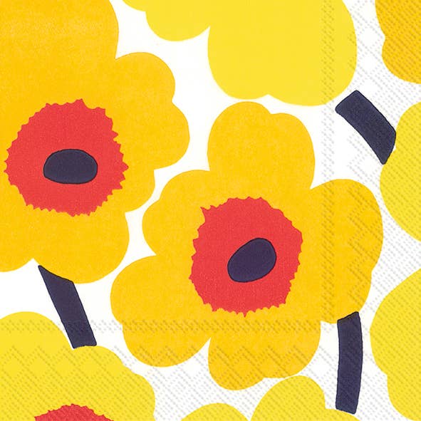 Unikko Paper Napkins - Yellow/Red