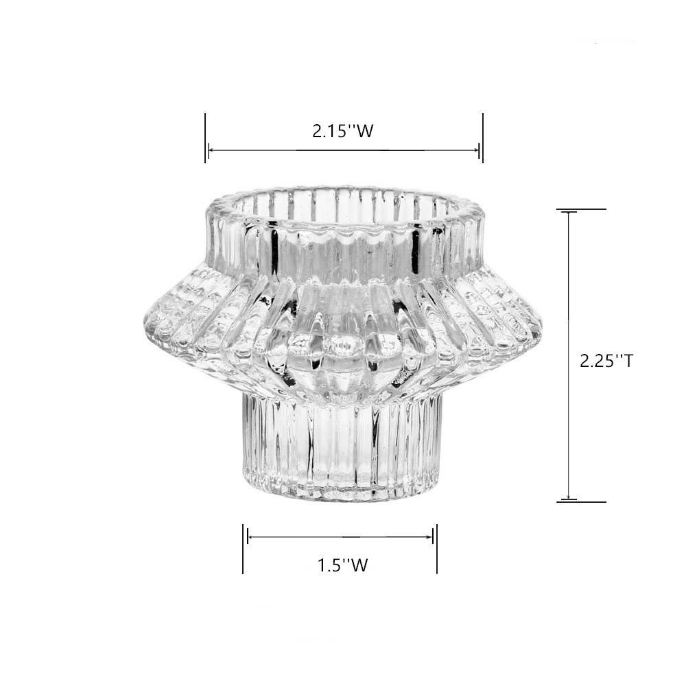 Double Sided Glass Candle Holder - Rounded Edge