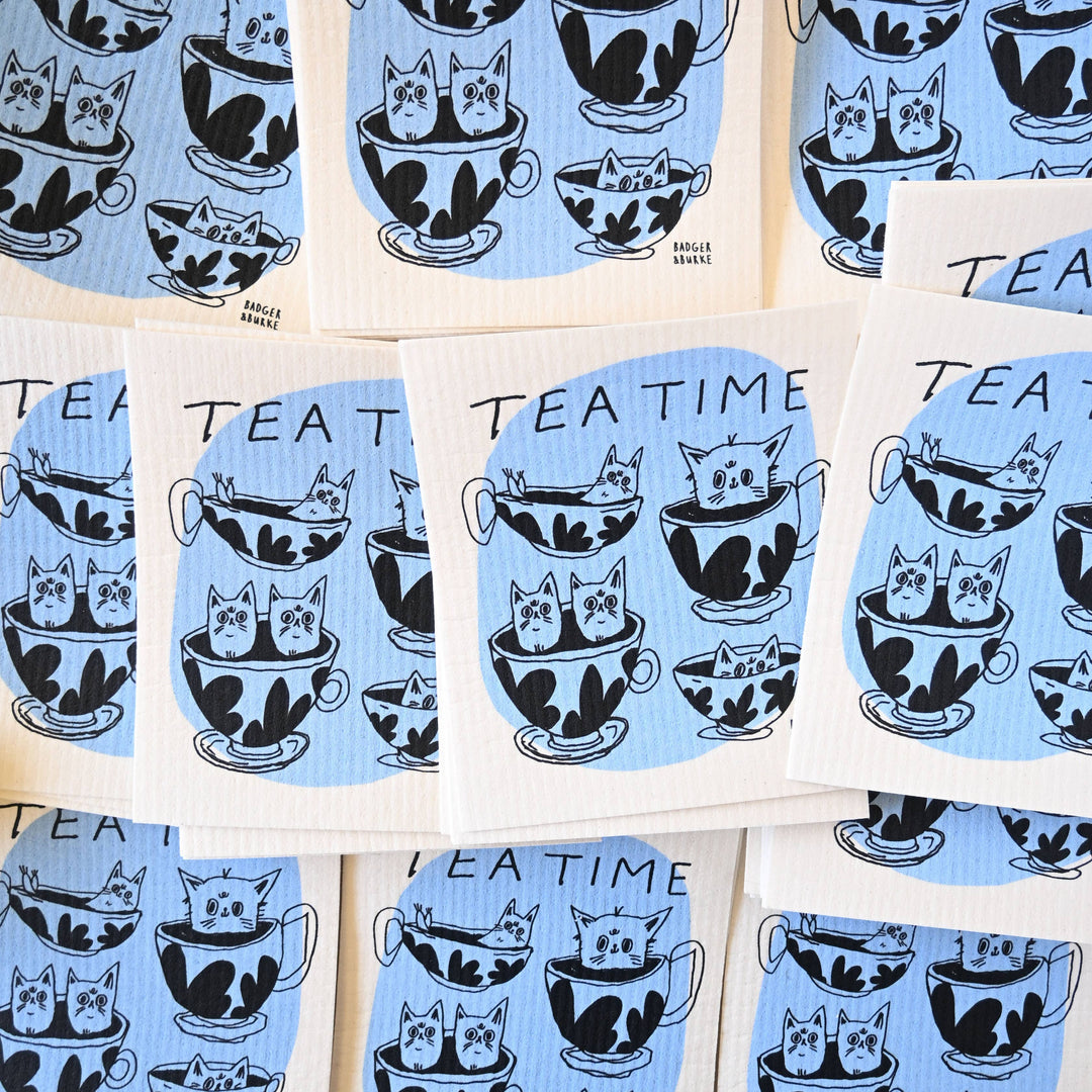 Tea Time Sponge Cloth / Dishcloth