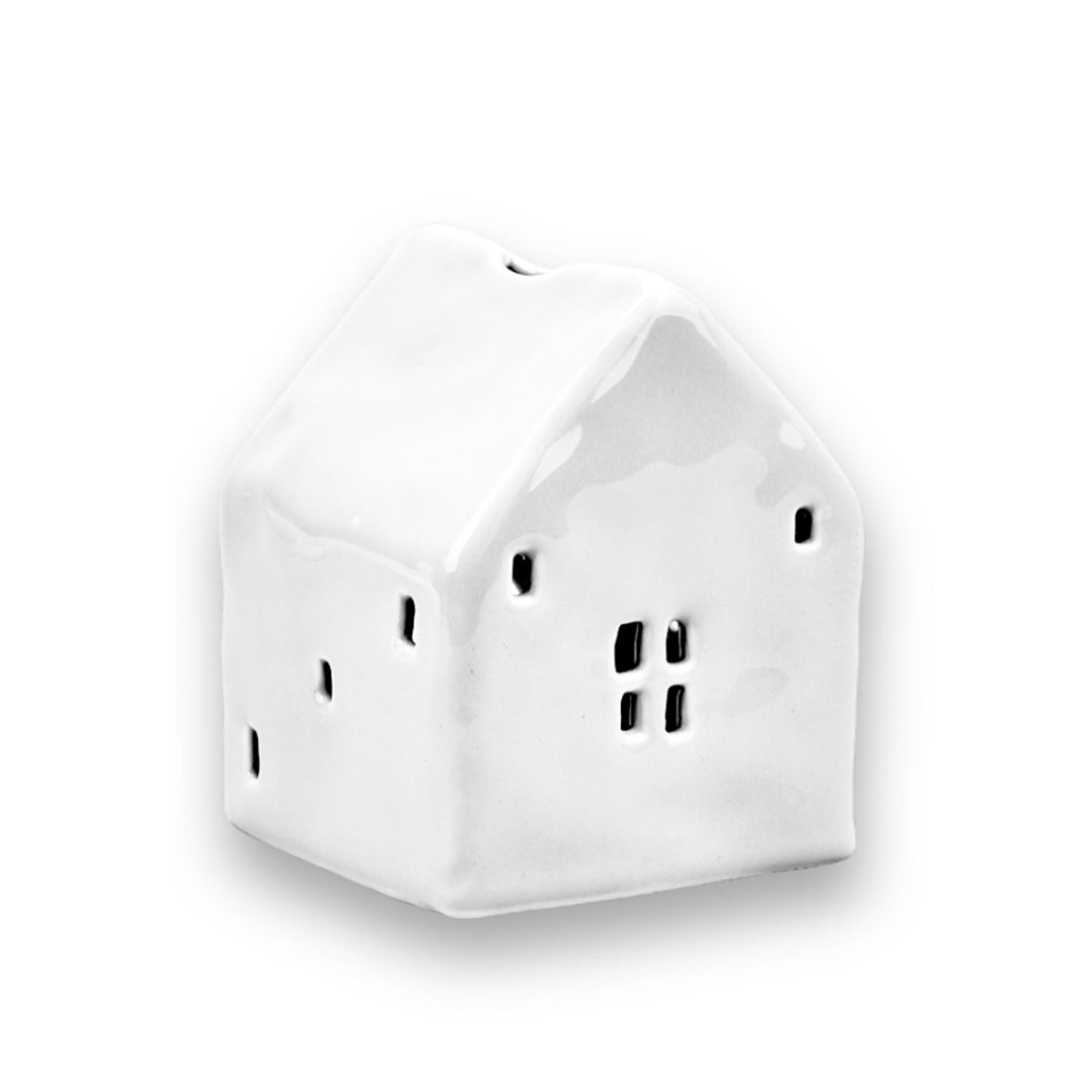 White Ceramic House Shaped Tealight Holder