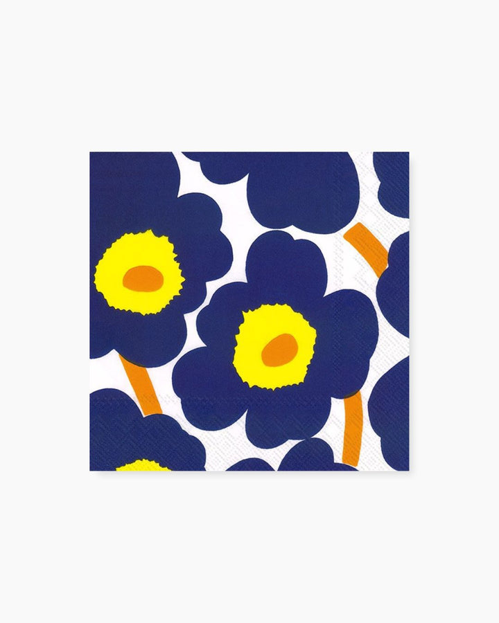 unikko lunch paper napkins - blue/yellow