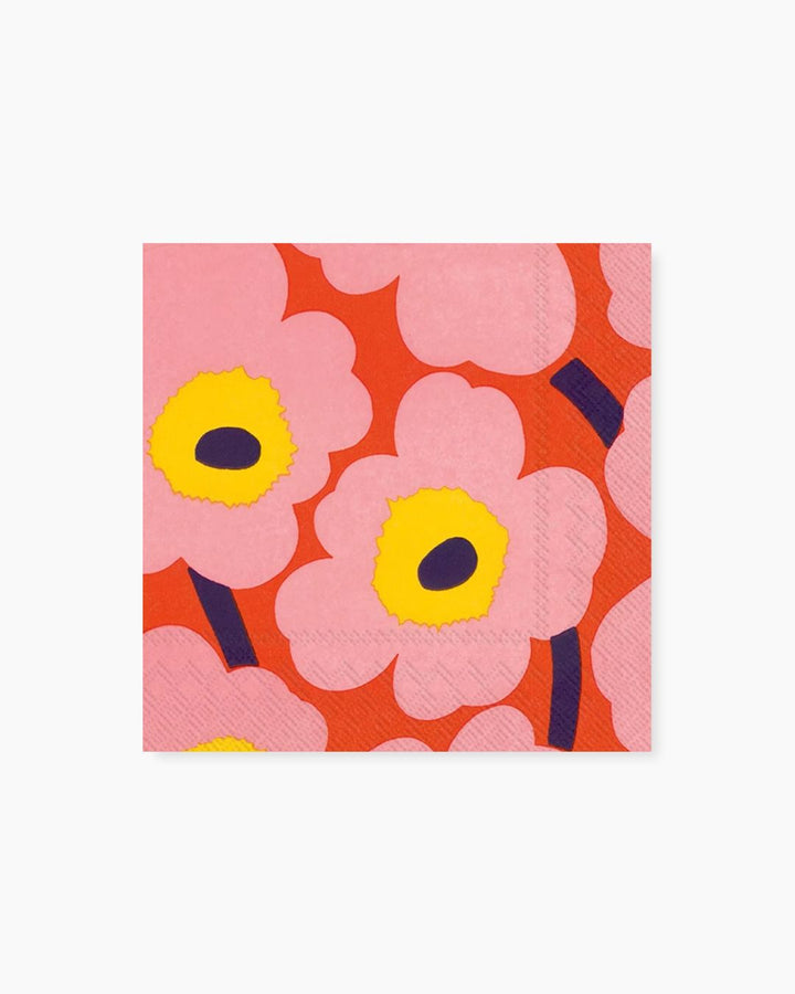 unikko lunch paper napkins - rose/orange