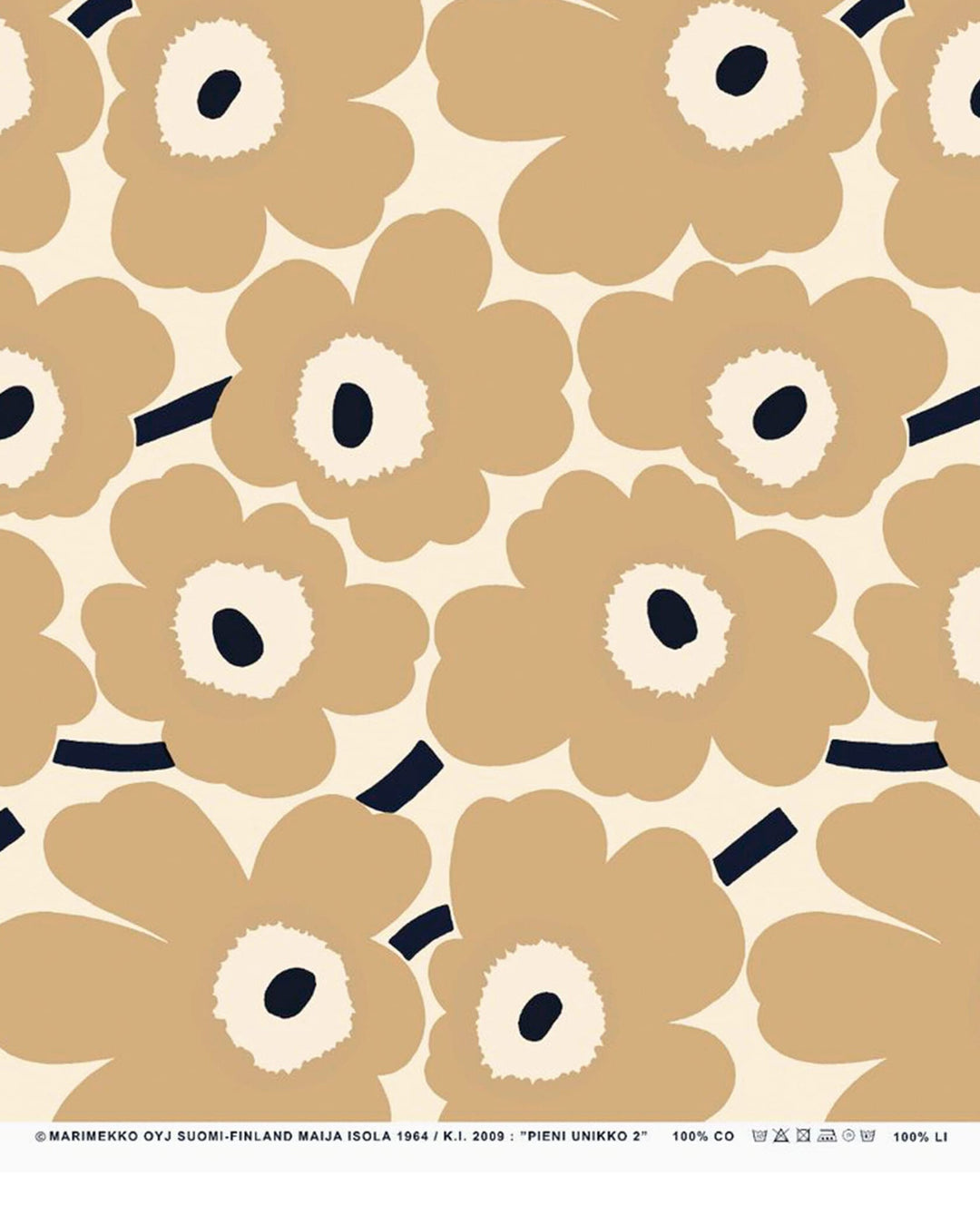 pieni unikko beige cotton fabric