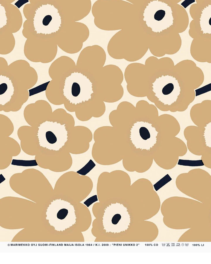 pieni unikko beige cotton fabric