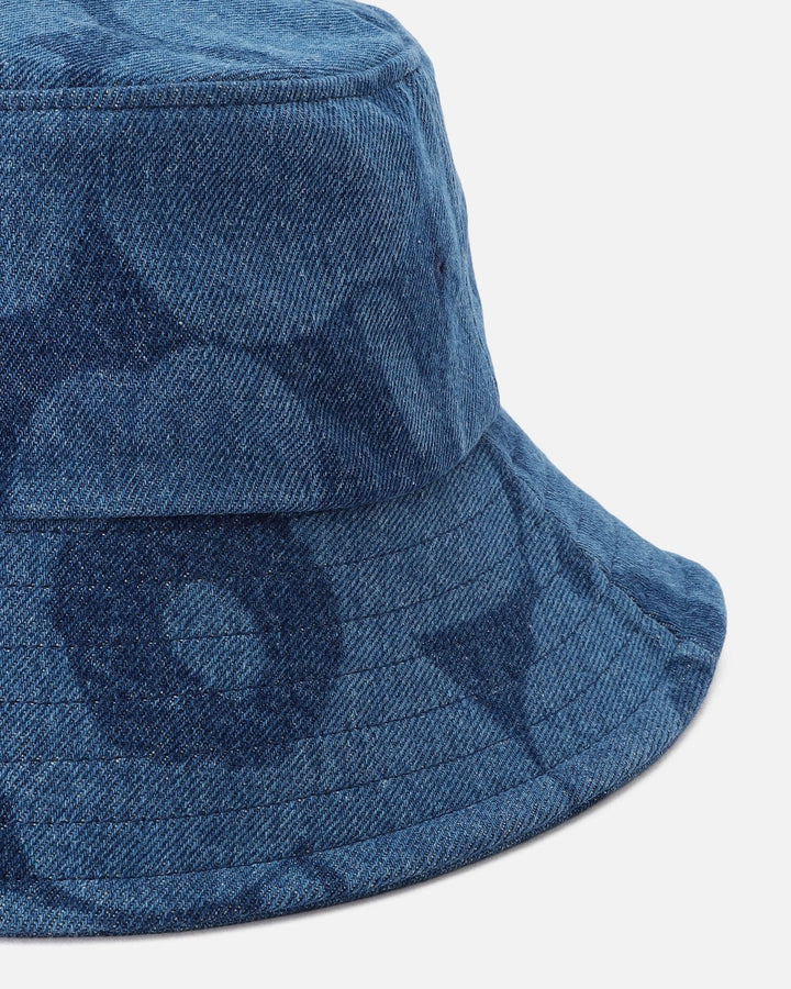 kioski paketti unikko denim bucket hat - blue