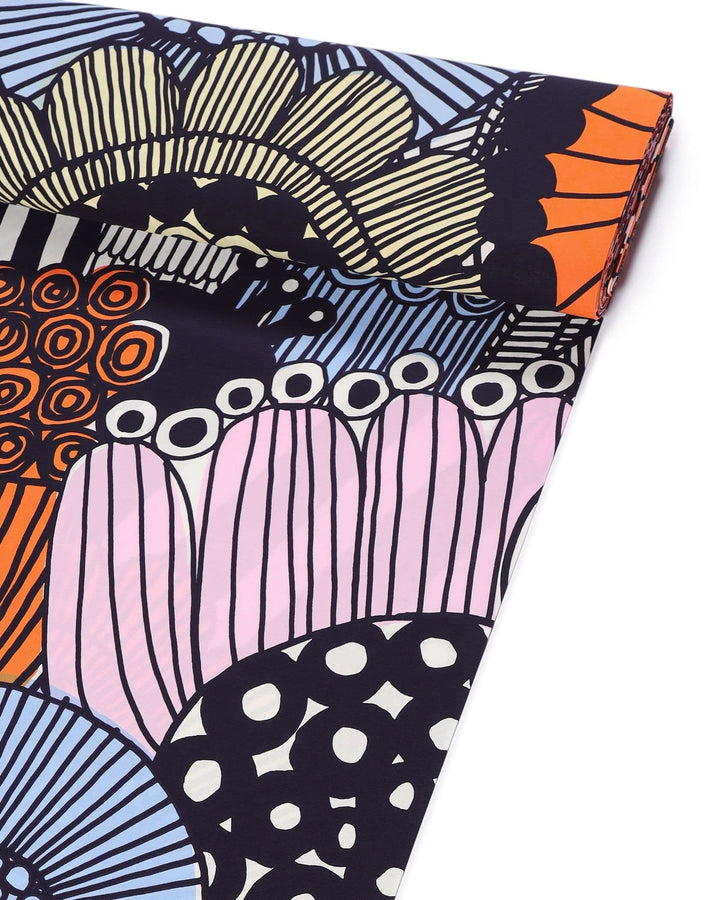 siirtolapuutarha cotton fabric - navy/multicolour
