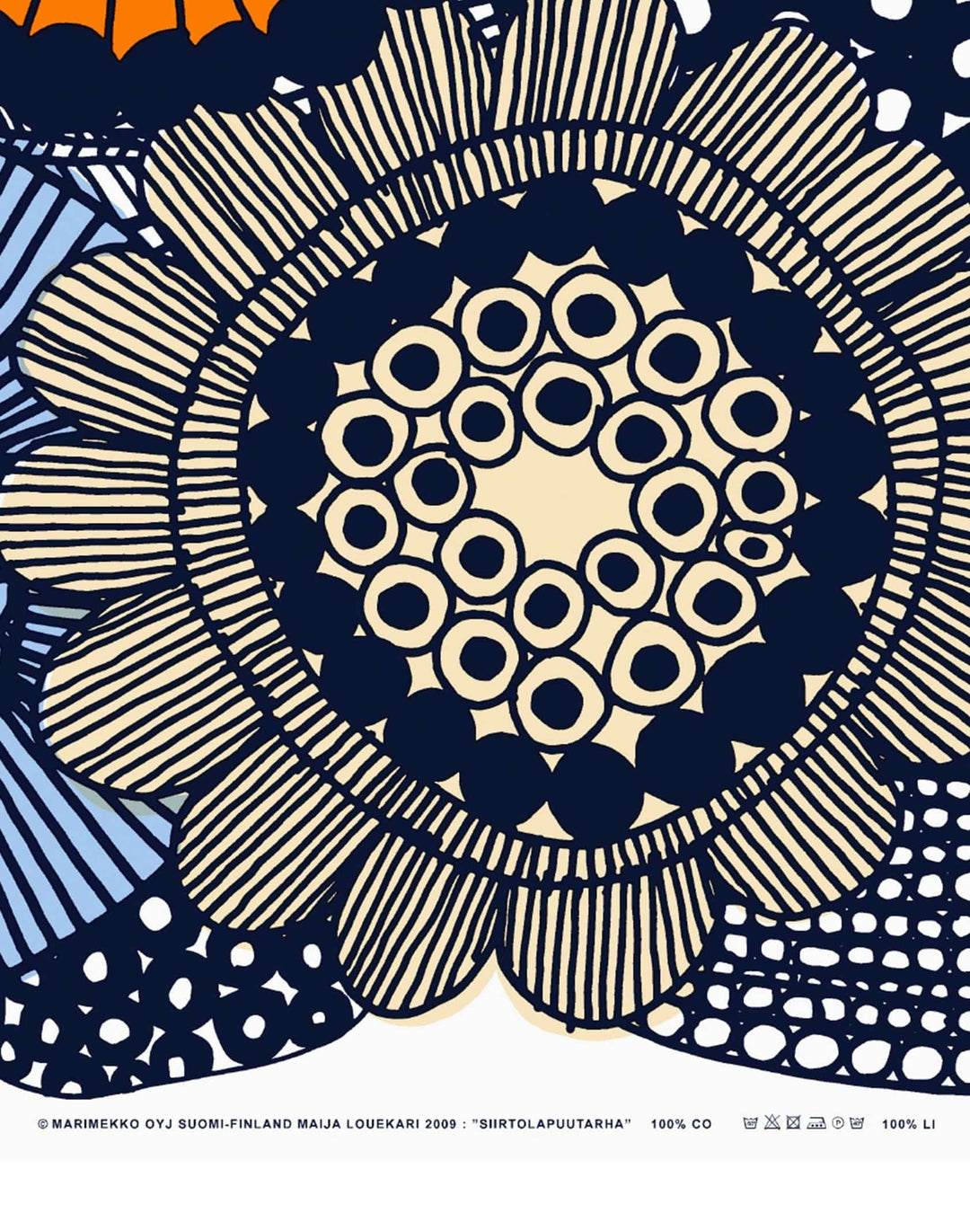 siirtolapuutarha cotton fabric - navy/multicolour