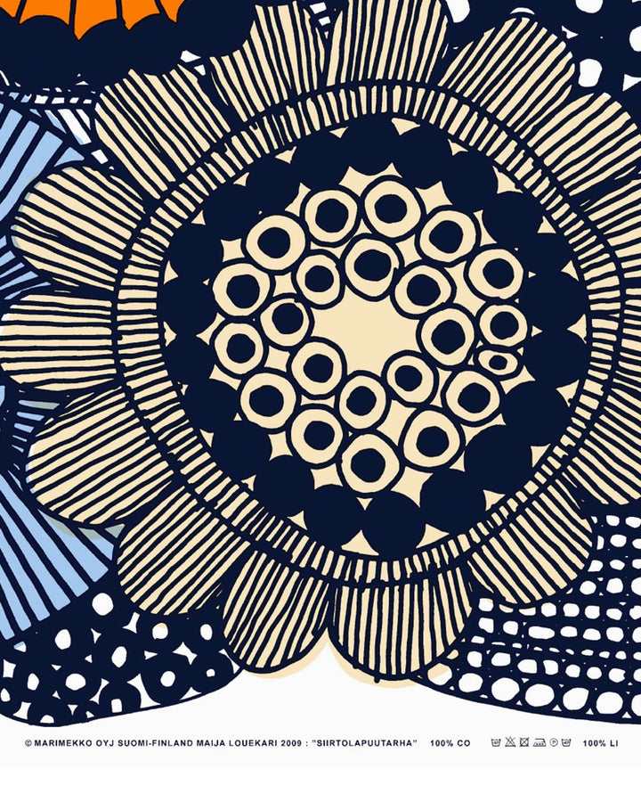 siirtolapuutarha cotton fabric - navy/multicolour