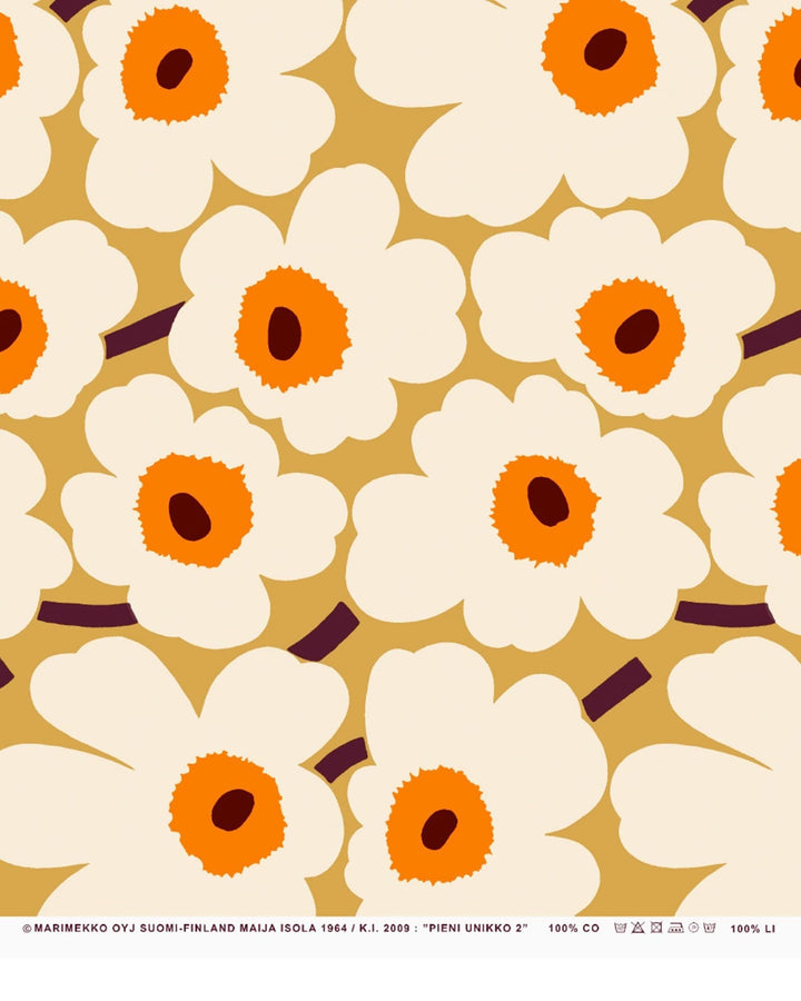 pieni unikko cotton fabric - caramel/orange