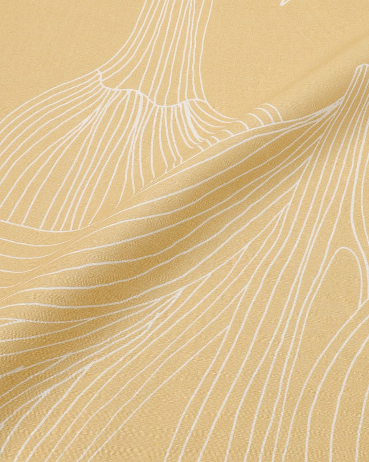 kukat puhkeavat linen fabric - yellow