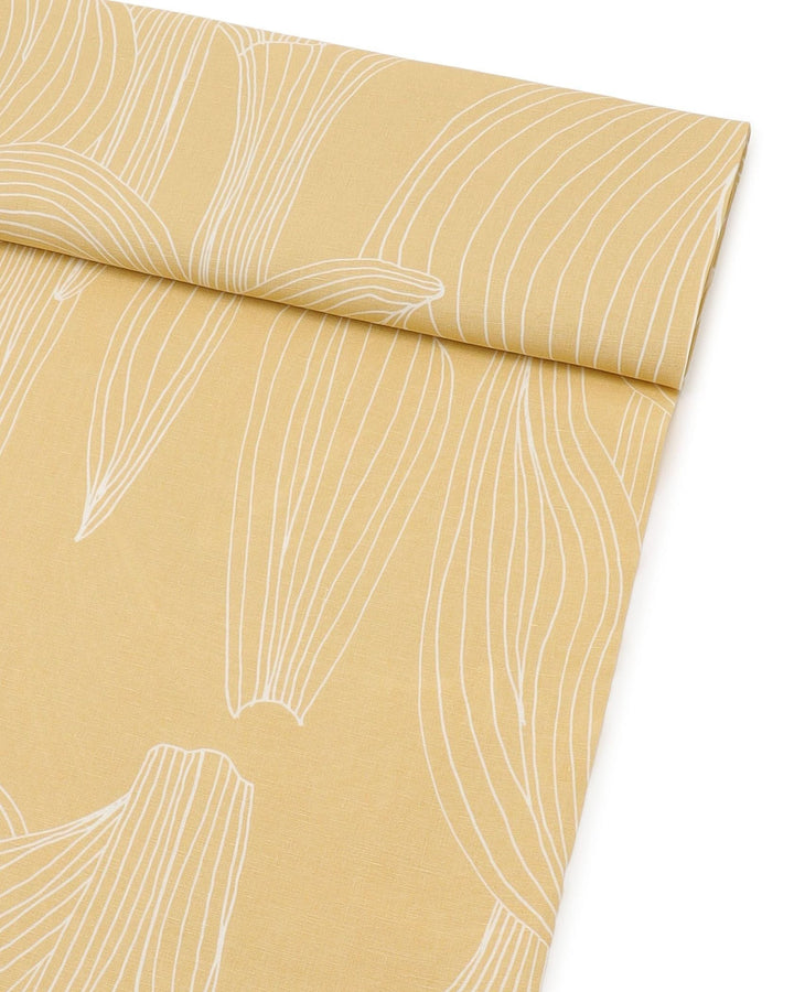 kukat puhkeavat linen fabric - yellow