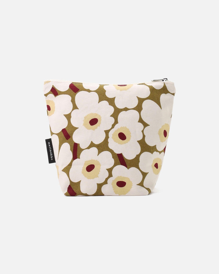 mini unikko kaje cosmetic bag - green umber/cream