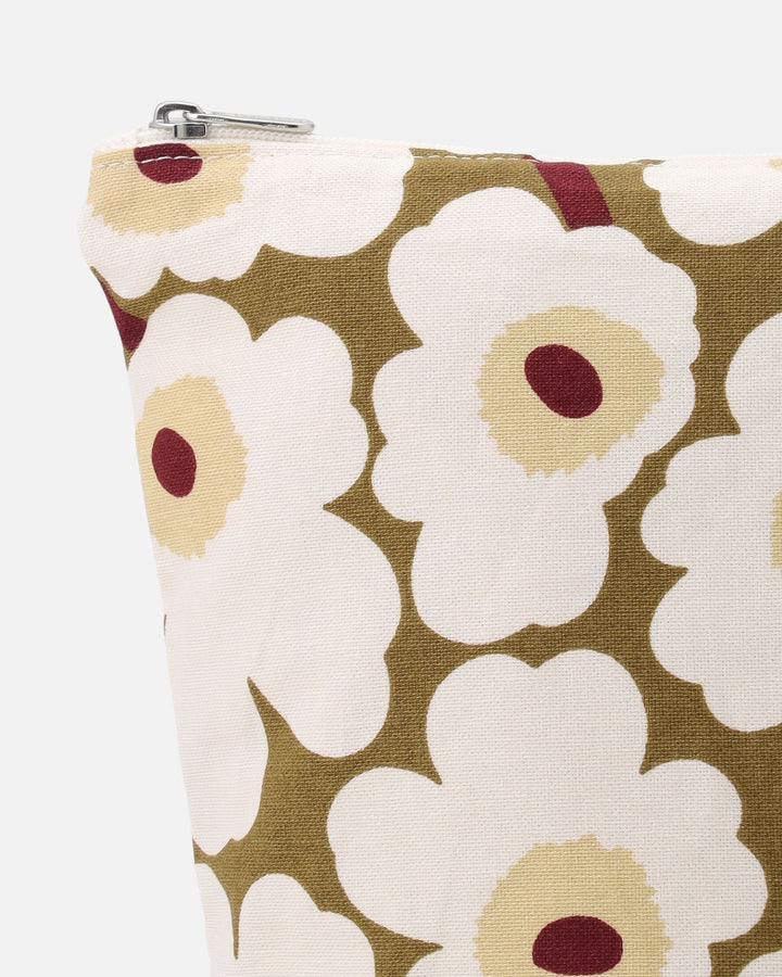 mini unikko kaje cosmetic bag - green umber/cream