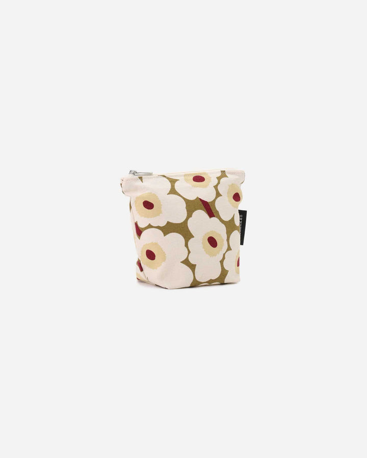 mini unikko kait cosmetic bag - green umber/cream