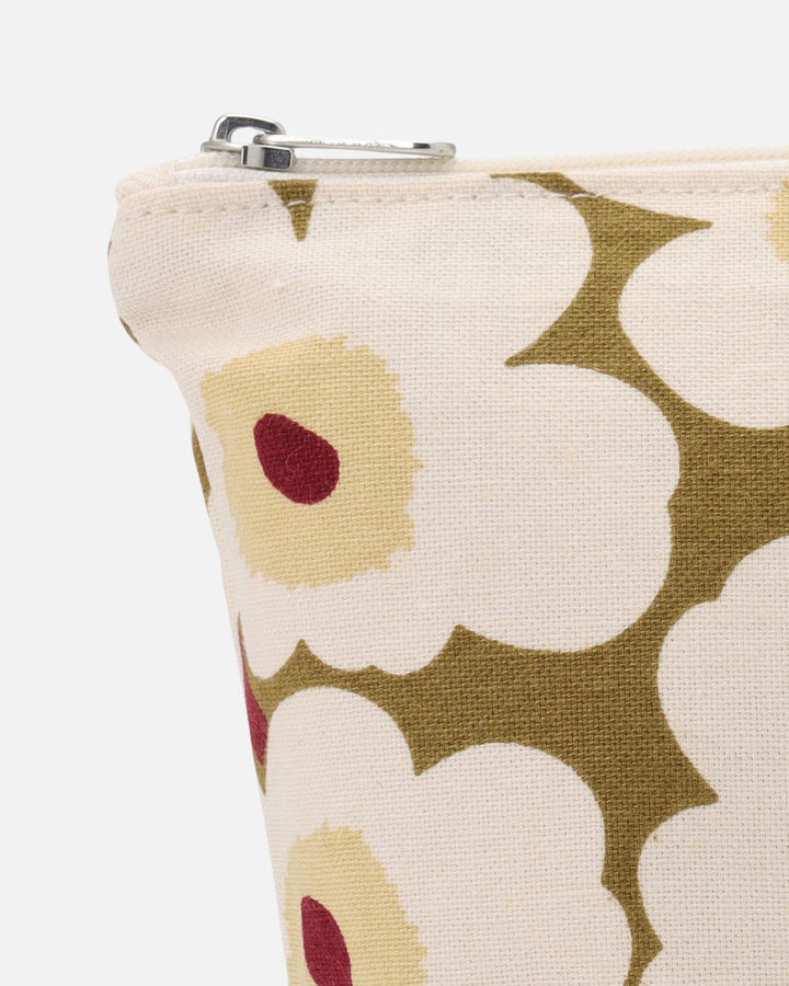 mini unikko kait cosmetic bag - green umber/cream