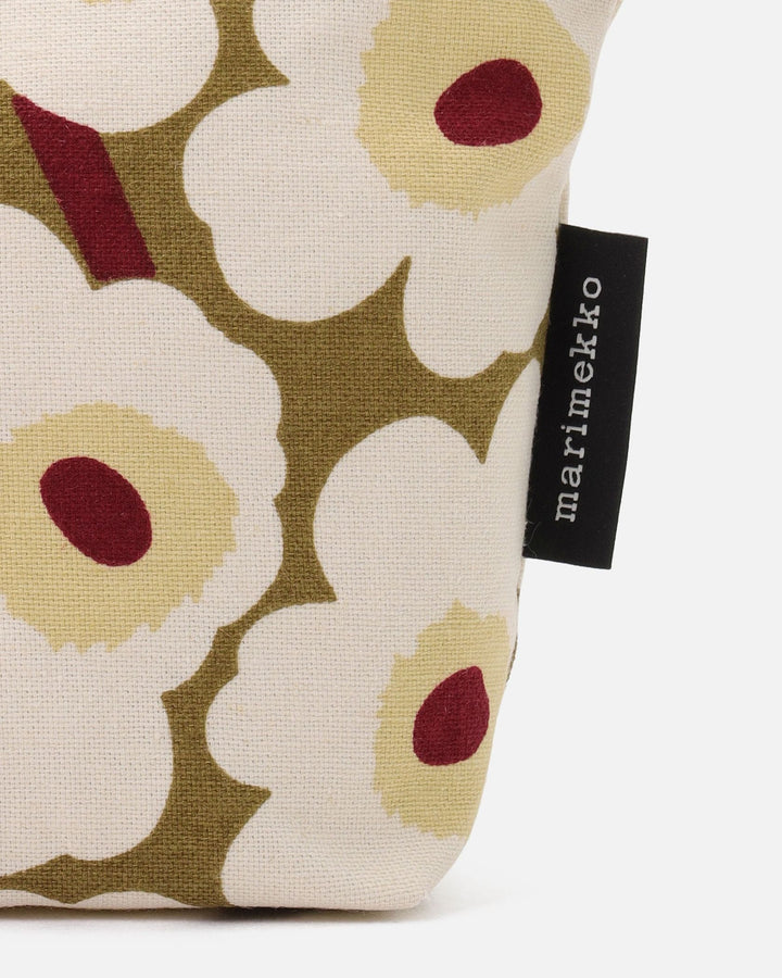 mini unikko kait cosmetic bag - green umber/cream