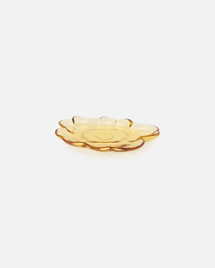 unikko shape glass plate 20 cm - honey yellow