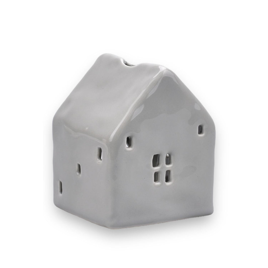 Grey Ceramic House Shaped Tealight Holder