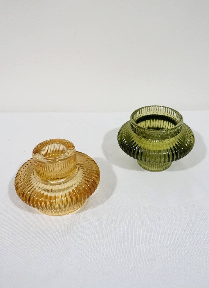 Double Sided Glass Candle Holder - Rounded Edge