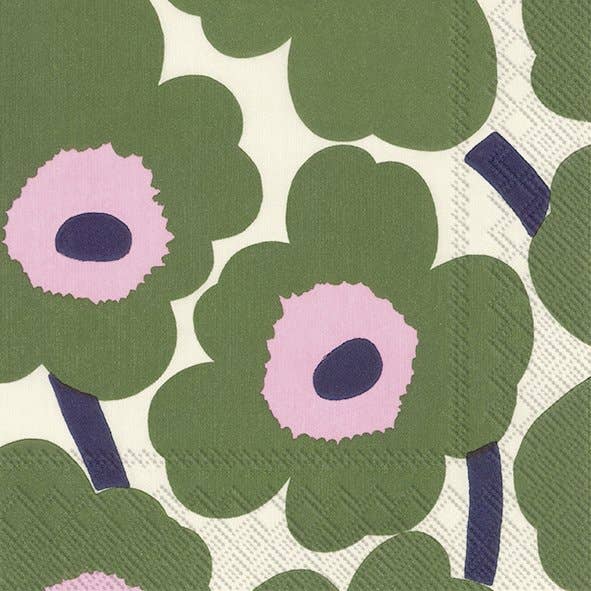 Unikko Lunch Paper Napkins - Dark Green