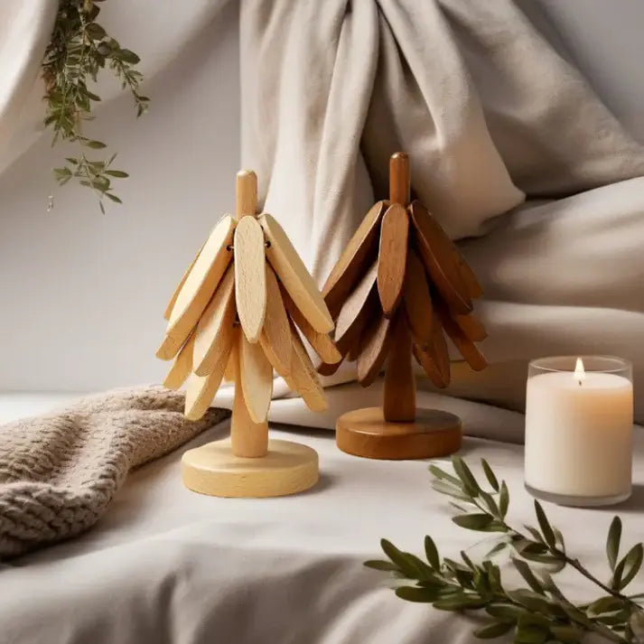 Wooden Tree Coaster Set - Oak