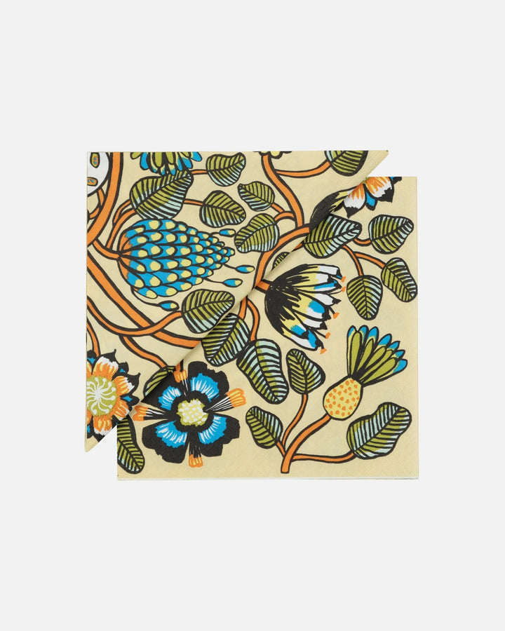 tiara cocktail paper napkins - beige/green