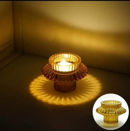 Double Sided Glass Candle Holder - Rounded Edge