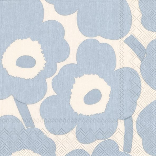 unikko cocktail paper napkins - cream light blue