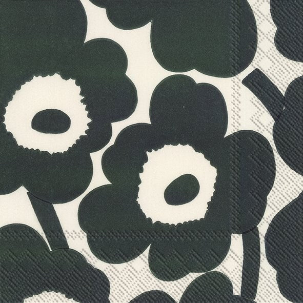 unikko cocktail paper napkins - cream green